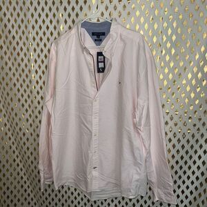 Tommy Men’s pink striped button up shirt size XXL